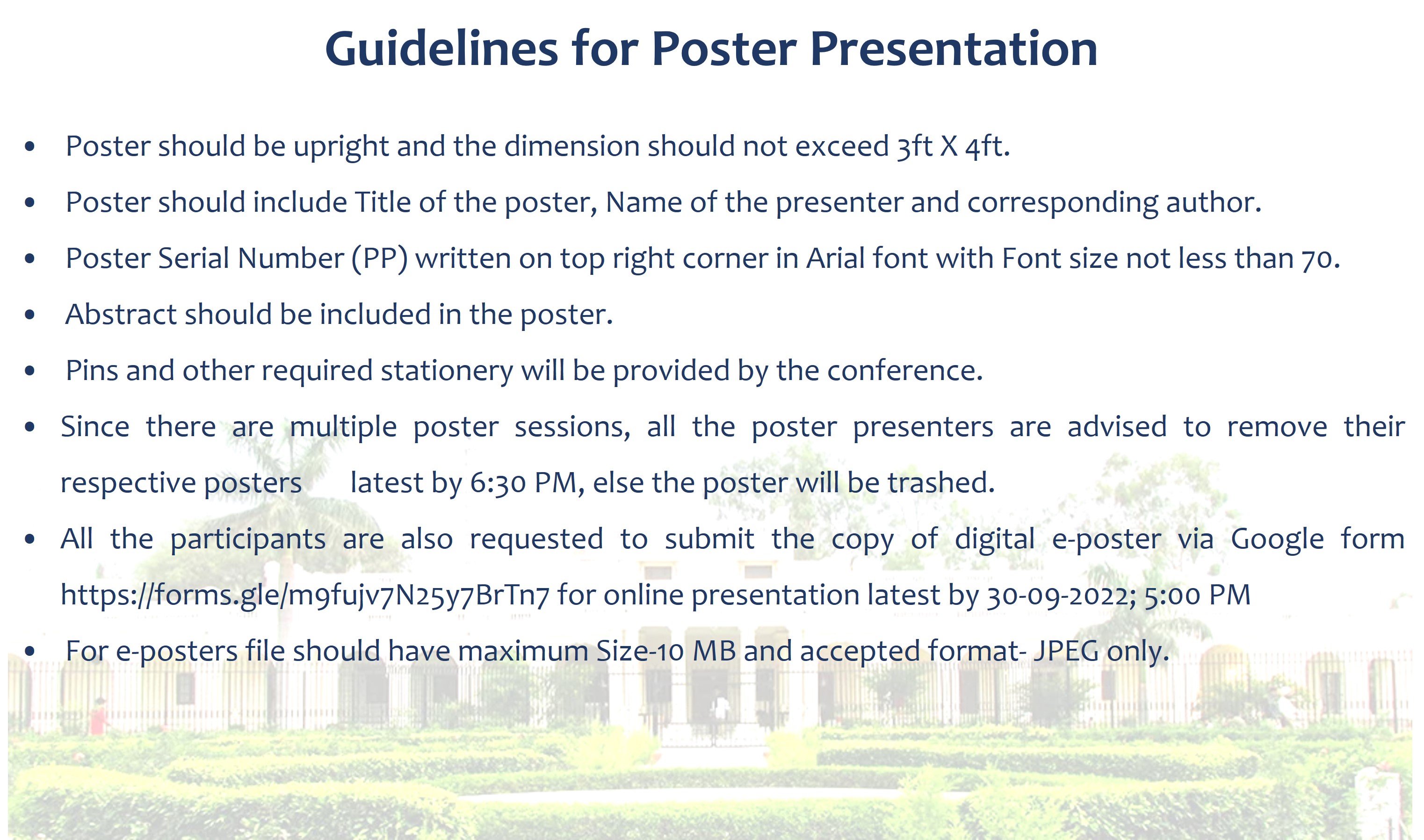 POSTER PRESENTATION GUIDELINES POSTER PRESENTATION GUIDELINES